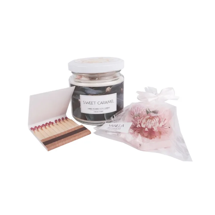 Подарочный набор "Сладкая карамель" свеча 200мл и аромасаше 