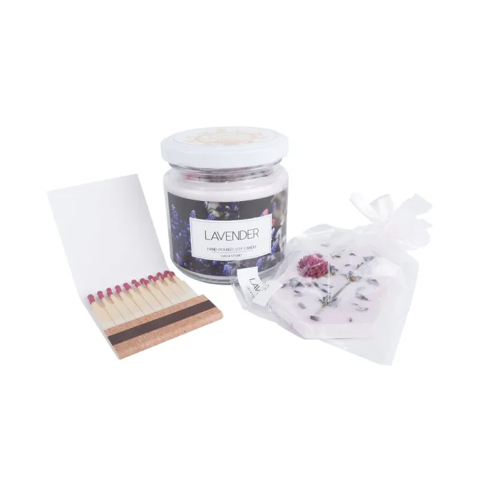 Подарочный набор "Лаванда" свеча 200мл и аромасаше