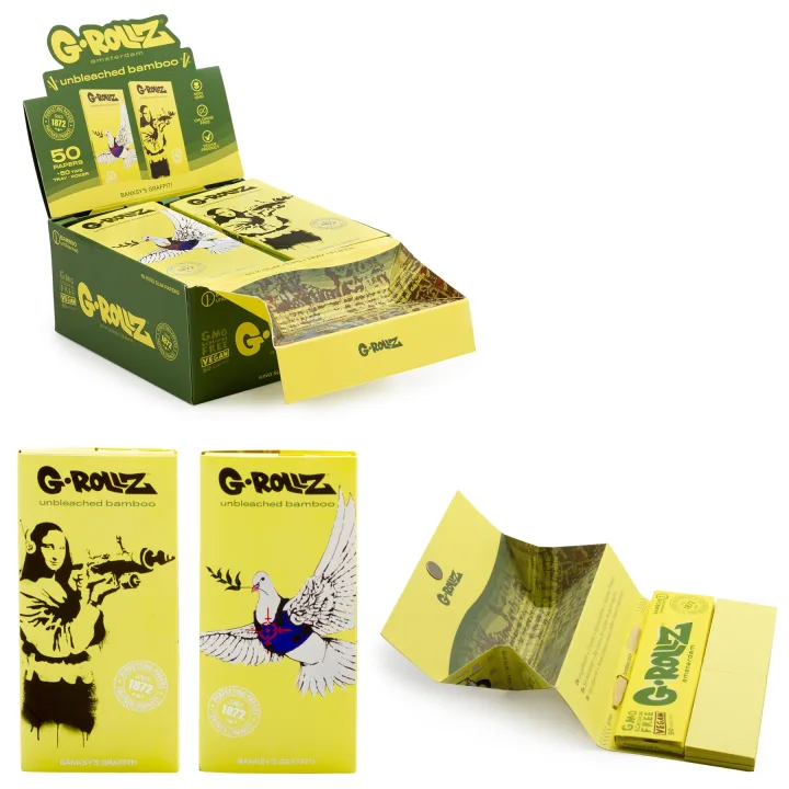 Бумажки G-Rollz Banksy's Graffiti King Size Slim Bamboo + типсы