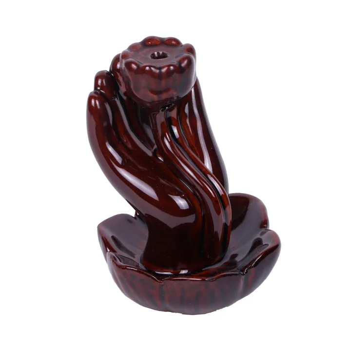 Подставка для благовоний и конусов Ладонь с лотосом 8.5 см