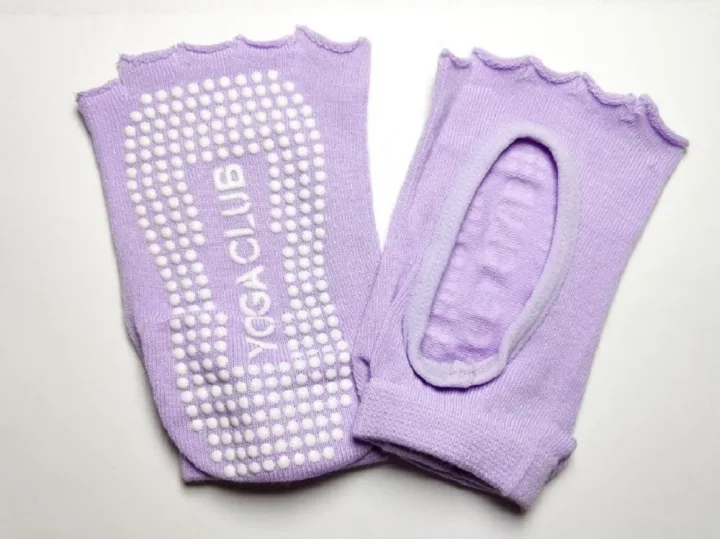 Антискользящие сиреневые носки для йоги 