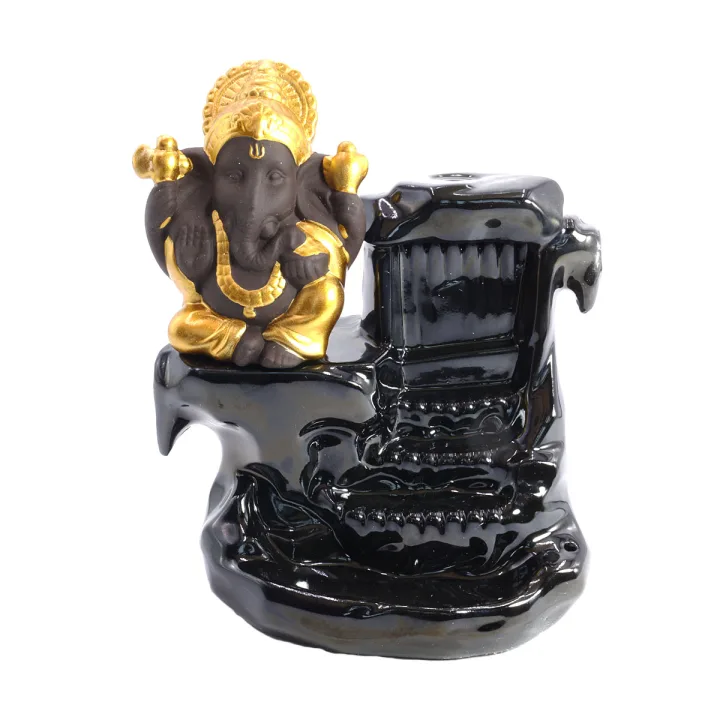 Подставка для благовоний и конусов Ганеш у водопада