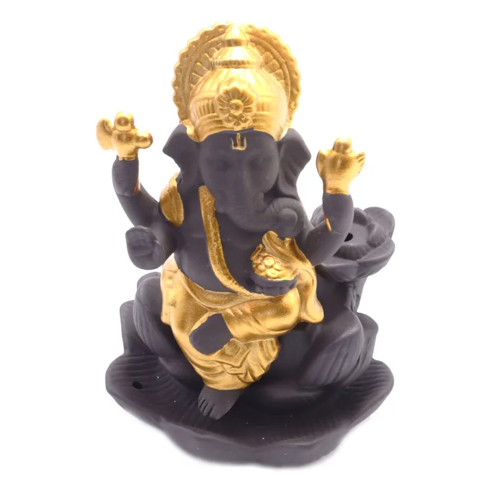 Подставка для благовоний и конусов Ганеш в лотосе