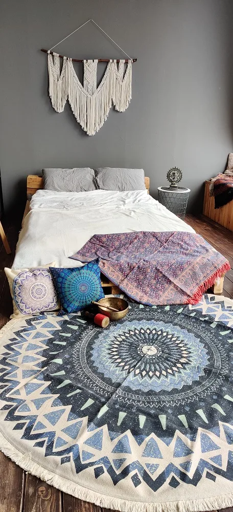 Ковёр бело-синий (круглый) 