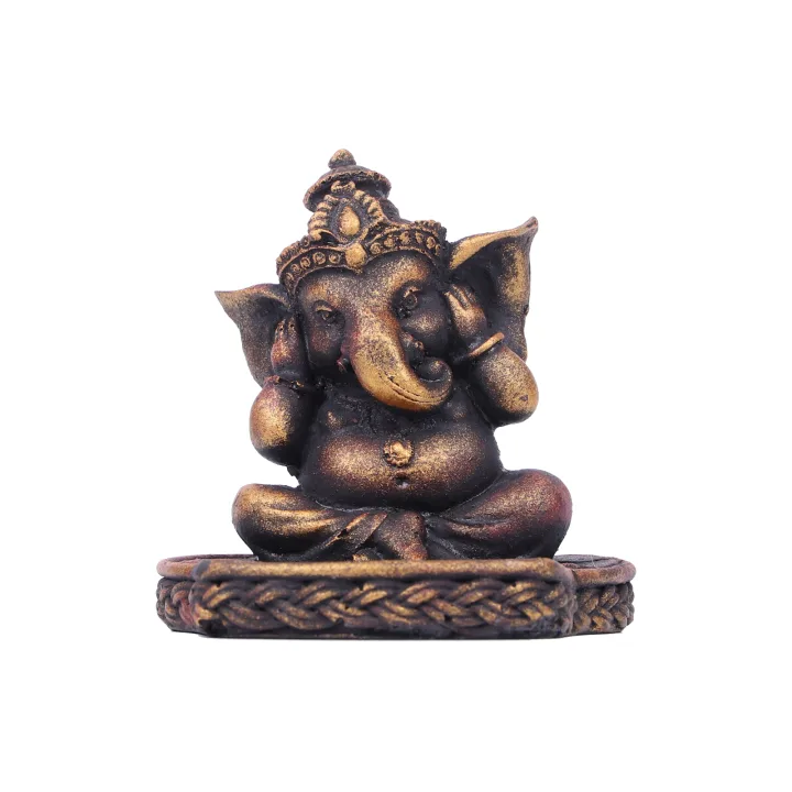 Подставка для благовоний Ганеша Не слышу гипсовая 10 см