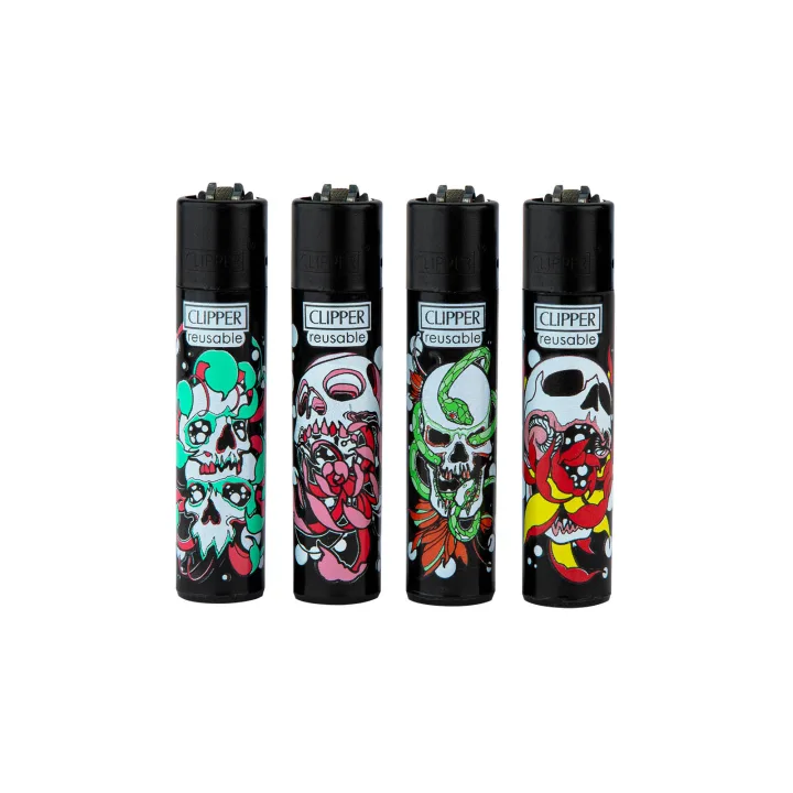 Зажигалка Clipper™ Skulls & Flowers