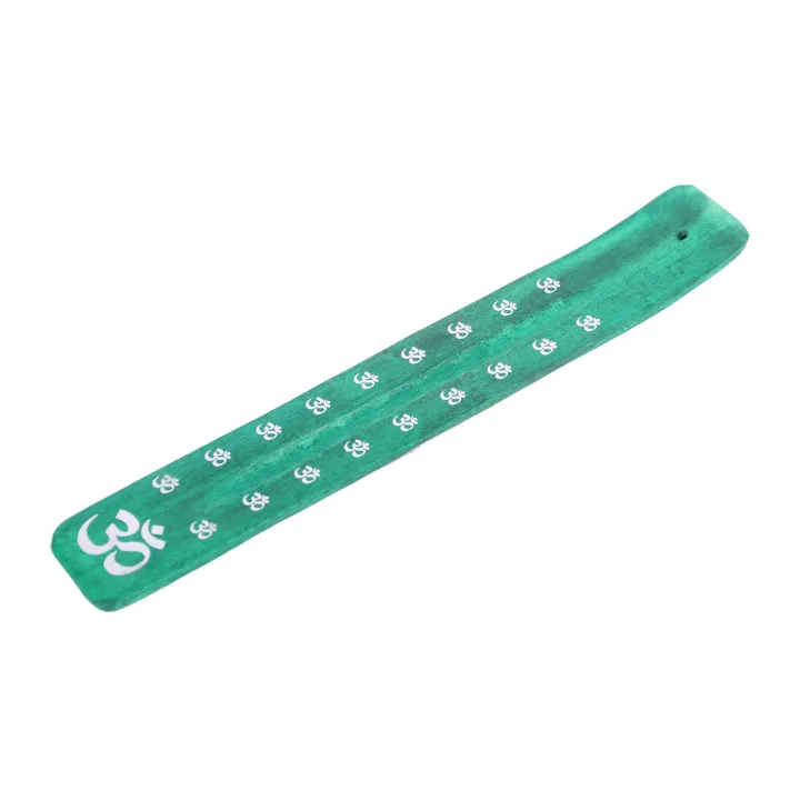 Подставка для благовоний Лодочка Ом зелёная 26 см