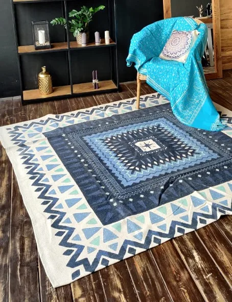 Ковёр бело-синий (квадратный)