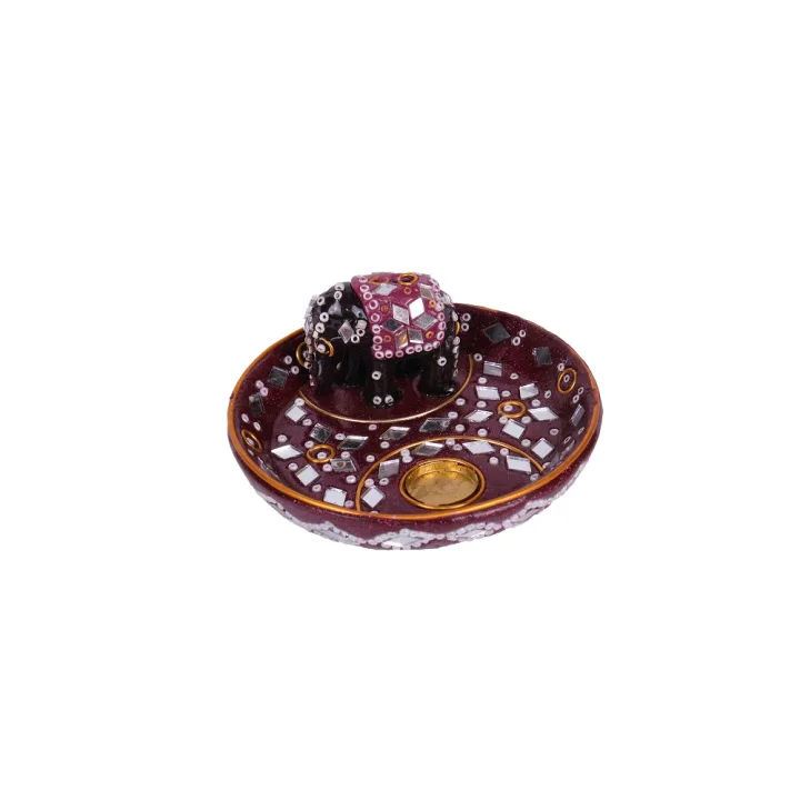 Подставка для благовоний и конусов со слоником круглая 9см