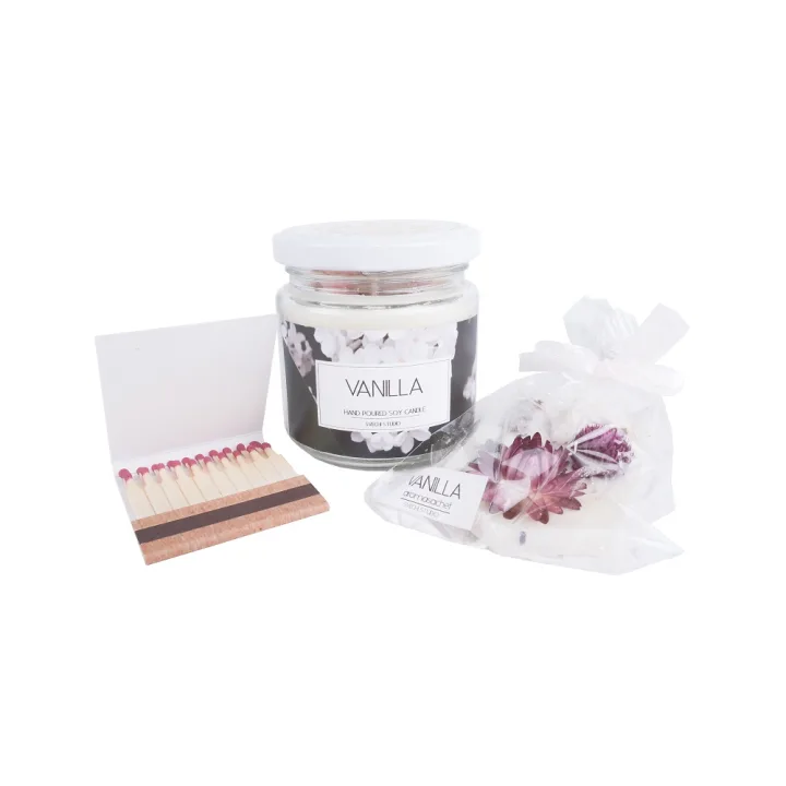 Подарочный набор "Ваниль" свеча 200мл и аромасаше 