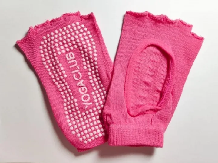 Антискользящие ярко-розовые носки для йоги