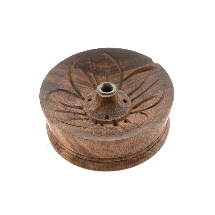 Подставка для благовоний Лотос из темного дерева