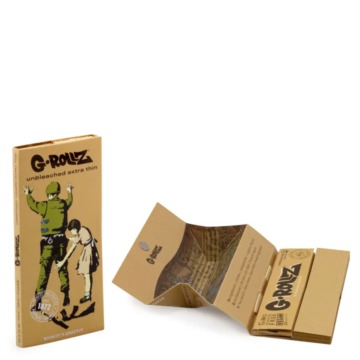 Бумажки G-Rollz Banksy's Graffiti Unbleached Tips King Size